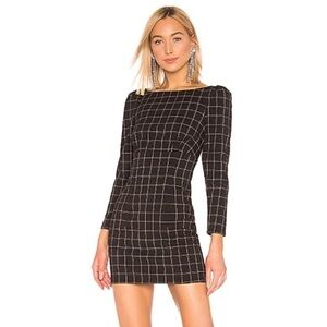 NEW NWT h:ours Shae Dress in Black & White Plaid Mini Cocktail Revolve Size XS